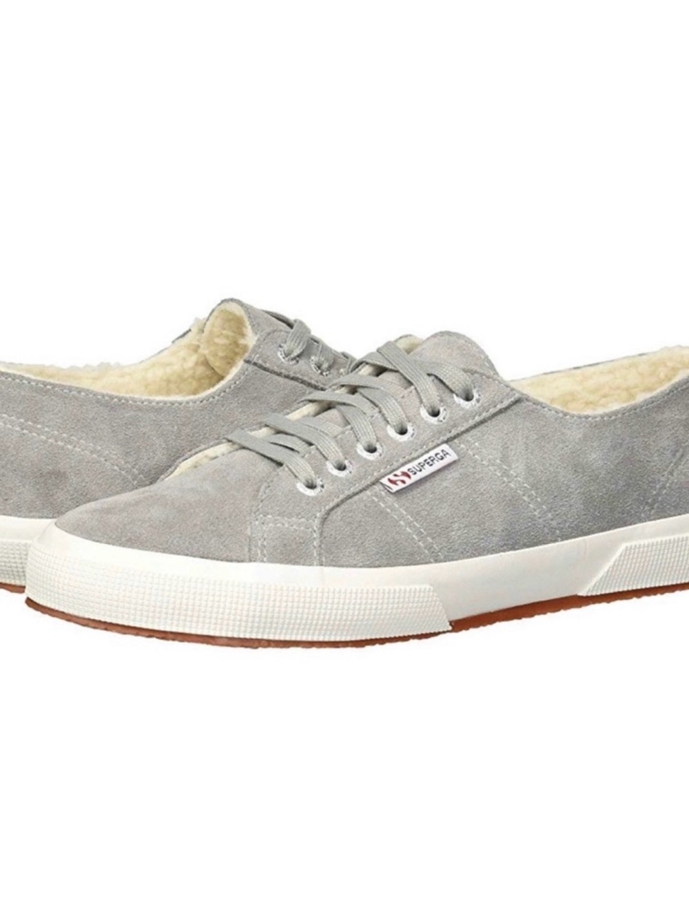 SUPERGA 2750 Shearling Sneakers in Gray Suede Women’s Size 39.5